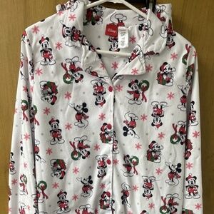 Disney Mickey Mouse Christmas Pajama Set Fleece Cozy Soft M/L FAST SHIP